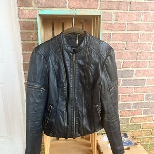 Black Rivet Women's Zippered Black Leather Jacket